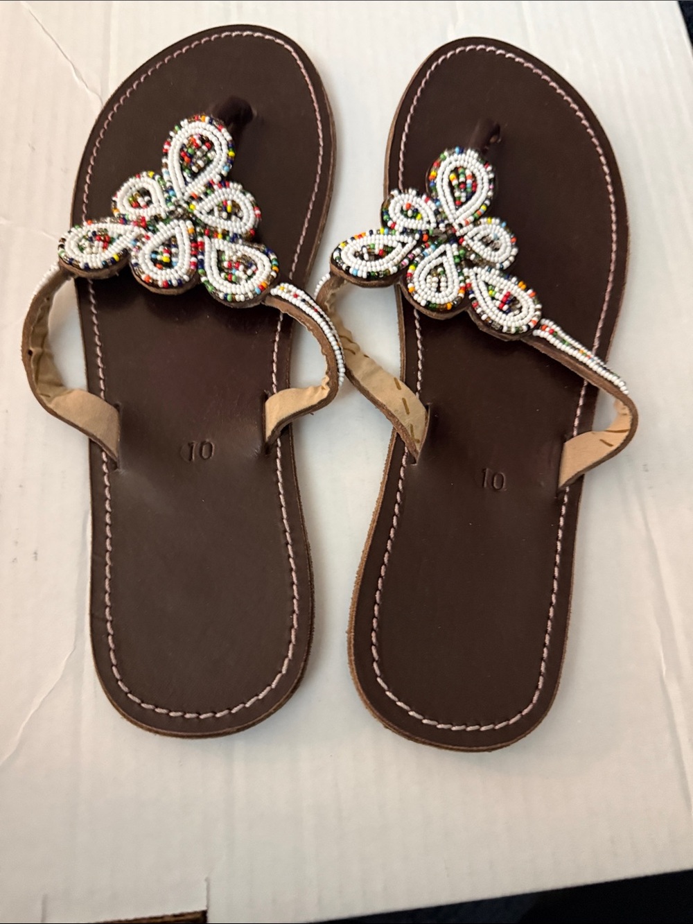 Beaded Brown Women’s Thong Sandals